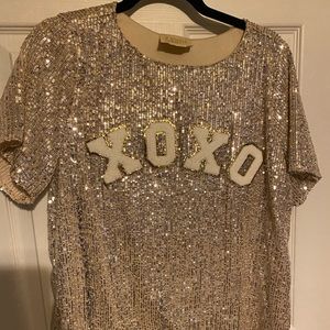 Judith March XOXO sequined top